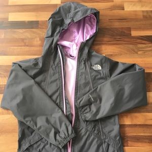 The NorthFace grey raincoat. Girls size M.